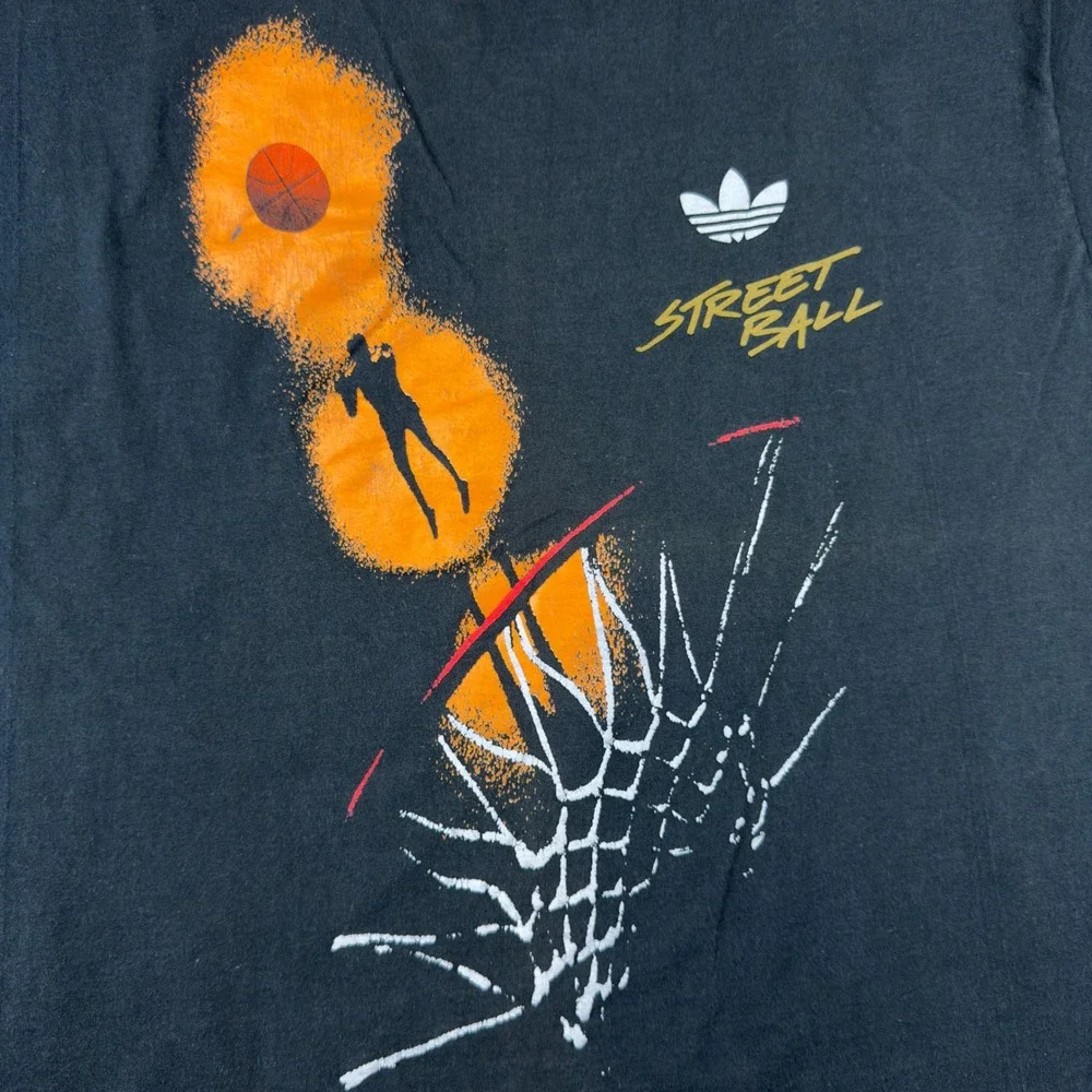 Vintage Adidas Streetball T Shirt Mens XL Black Single Stitch Made in USA 90s